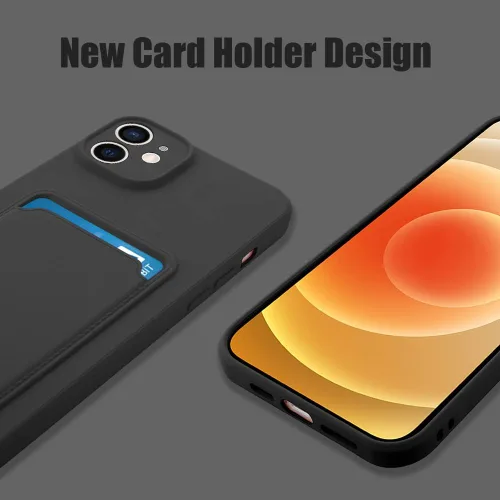 Vista 2 de MZELQ Cartera de TPU Compatible con Funda iPhone 12, Portarjetas Protección de Cámara Cubierta + Protector de Pantalla, Ranura Empujable para Niñas
