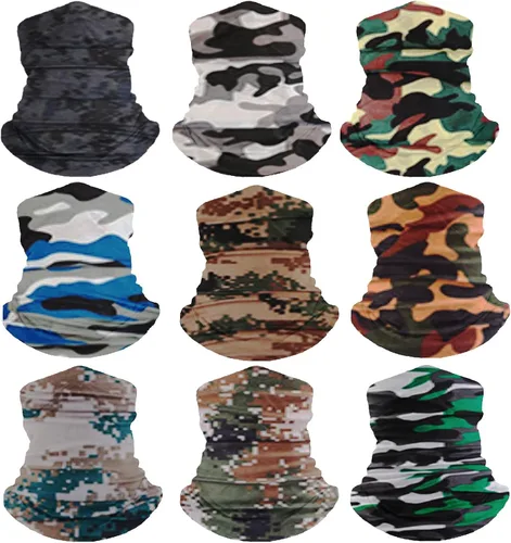 Vista 11 de 9 pañuelos para el cuello para mujer, pasamontañas, tubo, máscara facial UV, diadema, para hombre, para esquí, refrescante, paquete de envoltura