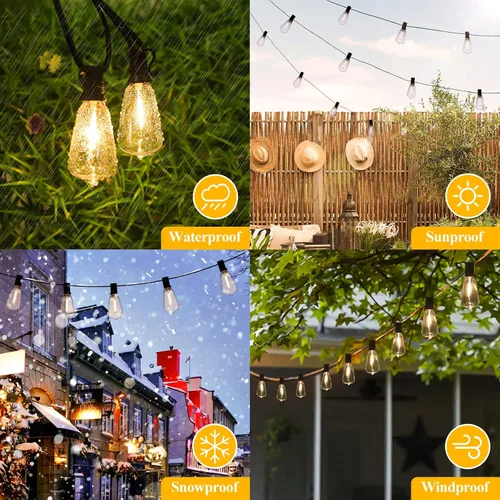 Vista 5 de 50FT Outdoor String Lights 27 Bulbs, Waterproof Patio Lights (Pack of 2)