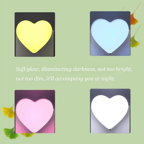 Vista 7 de Lindas luces nocturnas, luz nocturna en forma de corazón para guardería con sensores de luz, sensor automático de anochecer a amanecer, suave blanco