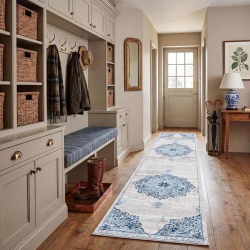 Vista 12 de SAFAVIEH Brentwood Collection - Alfombra decorativa de 2 x 4 pies, diseño desgastado de medallón, no desprende pelusa y de fácil cuidado, ideal