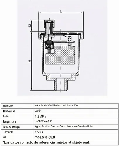 Vista 4 de Joywayus Kit de válvula de flotador automática de latón, válvula de ventilación de liberación de purga de aire de 1/2 "G hembra × 1/2 "NPT macho