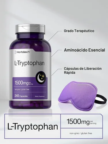 Vista 3 de Horbäach Cápsulas L de triptófano de 1500 mg 240 unidades Fórmula