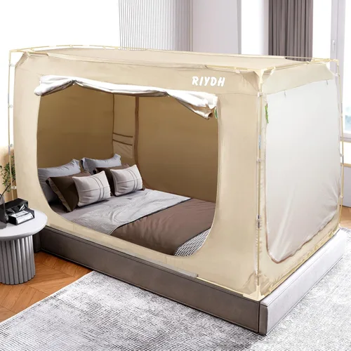 Vista 12 de RIYDH Tienda de campaña para cama tamaño individual XL para adultos y niños, diseño original, tienda de campaña portátil de ensueño para interiores