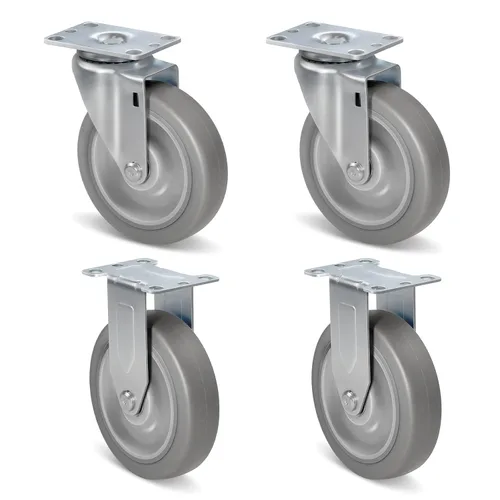 Vista 49 de Ruedas resistentes de 3 pulgadas, ruedas giratorias con frenos, ruedas de placa con rueda de goma para muebles, plataforma, camión, carrito
