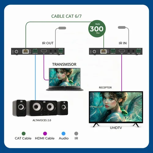 Vista 3 de OREI Extensor HDMI 8K@30Hz Balun HDBaseT 300ft - VRR, HDR, CEC, IR, RS-232