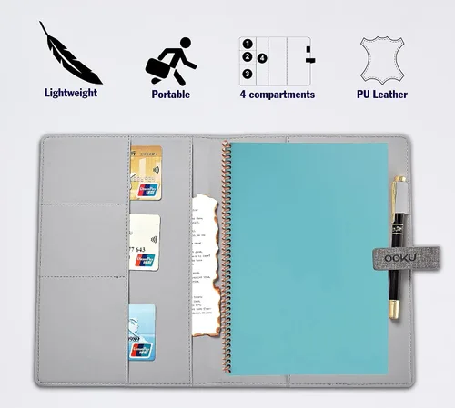 Vista 5 de Cubierta de cuaderno de viaje A5 OOKU compatible con Rocketbook Fusion tamaño ejecutivo, cuaderno inteligente reutilizable, planificador Panda