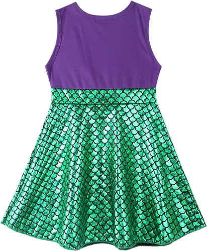 Vista 2 de iiniim Disfraz de sirena de Halloween para niñas y niñas, con cuello halter