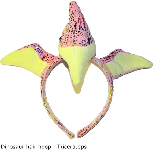 Vista 4 de FR.Tooc Bonita diadema para el pelo de dinosaurio, diadema de felpa para fiesta, aro para el pelo, para fiesta, cosplay, disfraces, 4 piezas