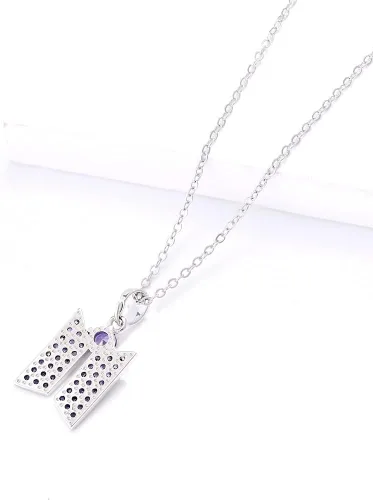 Vista 4 de KPOP - Collar con colgante Bangtan para niños, joyería de circonita cúbica para regalo de fanáticos del ejército, Zirconia cúbica, Circonia cúbica