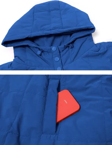 Vista 47 de QIBABU Chaqueta acolchada con capucha de gran tamaño para mujer, ligera, acolchada, manga larga, abrigo de invierno cálido
