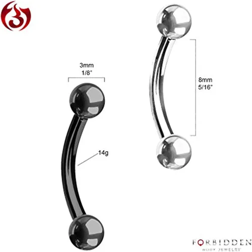 Vista 16 de Juego de 2 anillos para ombligo: 0.49 onzas 5/16 pulgadas acero quirúrgico curvado Barbells, 0.118 pulgadas con extremos en bolas
