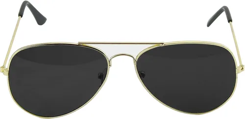 Vista 2 de Skeleteen Gafas de sol de aviador negras y doradas, estilo militar, gafas de sol oscuras con marco de metal dorado y protección UV 400, Dorado, Negro