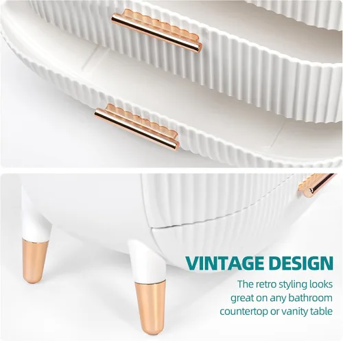 Vista 3 de Organizador de maquillaje para vanidad Organizador de cuidado de la piel para tocador de encimera de baño, vitrina cosmética caja de almacenamiento