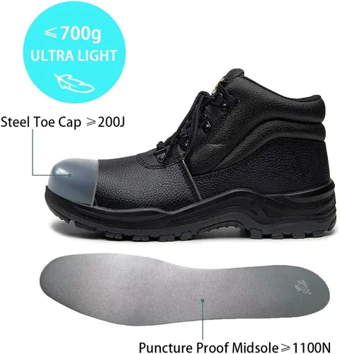 Vista 3 de DRKA Botas de trabajo con punta de acero resistentes al agua para hombres, botas de seguridad con clasificación EH de 6' negro 977