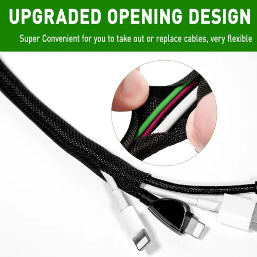 Vista 2 de Funda de organización de cables divididos de 10 pies, protector de cable de telar de alambre para cables de arnés automotriz de alta temperatura