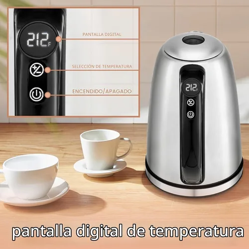 Vista 3 de NELO Hervidor eléctrico con 7 ajustes preestablecidos de control de temperatura, pantalla digital de temperatura, luces indicadoras LED