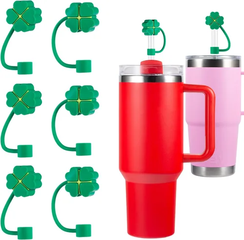 Vista 8 de Paquete de 6 fundas con popote para copa Stanley, tapas de popote de silicona para vasos Stanley de 40, 30, 20 onzas, tapas de popote para vaso