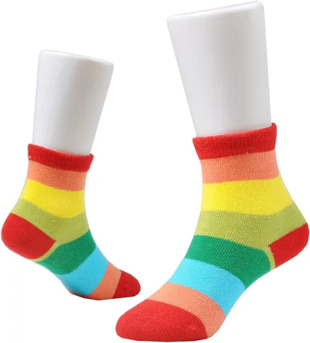 Vista 45 de EPEIUS Paquete de 5 calcetines sin costuras con rayas arcoíris para niños y niñas