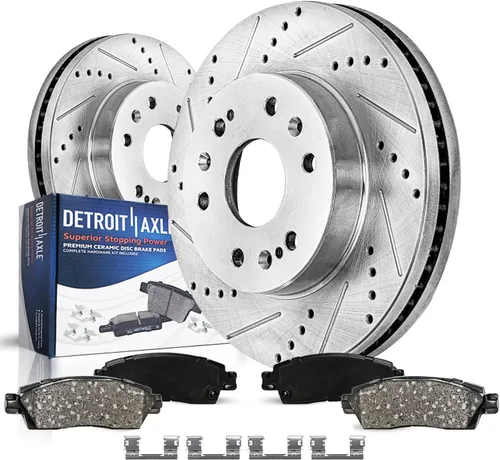 Vista 28 de Detroit Axle - Rotores de freno perforados traseros + repuesto de pinza de freno de disco trasera izquierda para Acura TL Honda Element - Juego de 3