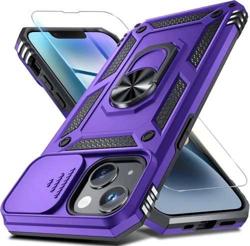 Vista 90 de Janmitta Funda para iPhone 8 Plus/7 Plus/6 Plus, Cubierta de Teléfono con Cubierta Deslizante Integrada para Lente de Cámara + Protector