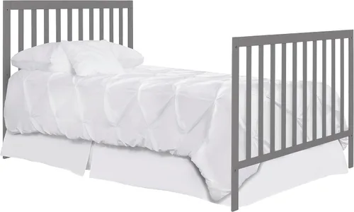 Vista 3 de Dream On Me Mini riel para cuna en color gris tormenta, convierte mini cunas en camas de tamaño individual, construcción de madera maciza Gris