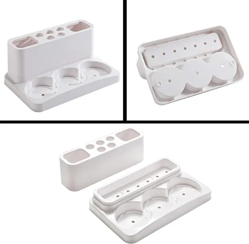 Vista 5 de Aebeky Juego familiar para cepillo de dientes para niños, organizador de almacenamiento de baño (naranja+azul+rosa)