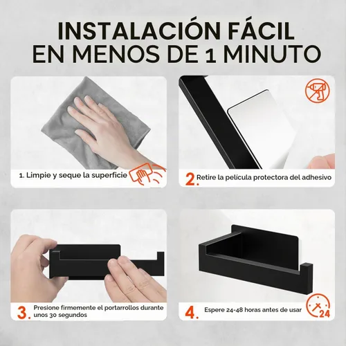 Vista 8 de Auxmir Soporte de papel higiénico autoadhesivo, soporte para rollo de baño