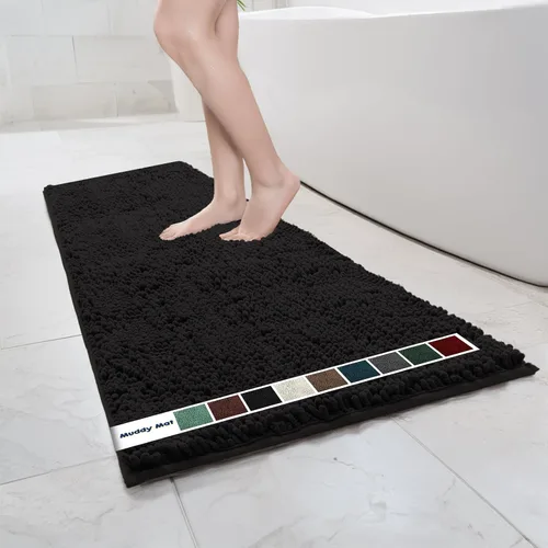 Vista 13 de Muddy Mat Alfombras de Baño de Chenilla de Microfibra de Secado Rápido Antideslizantes Lavables, Extra Gruesas, Suaves y Altamente Absorbentes Gris