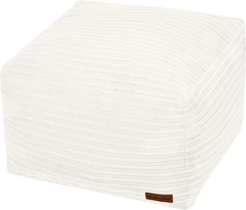 Vista 14 de MeMoreCool - Puf redondo otomano de 20 x 15 pulgadas, reposapiés de pana, color beige Puf de suelo relleno de espuma suave, cómodo reposapiés