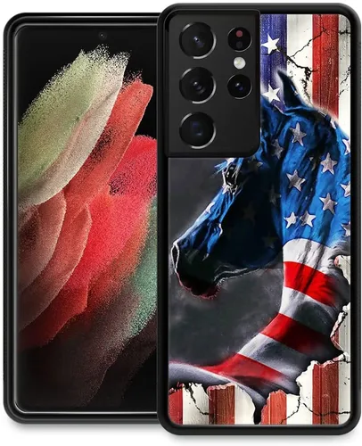 Vista 26 de Funda compatible con Samsung Galaxy S21 Ultra, funda protectora de madera con bandera estadounidense antideslizante y a prueba de golpes