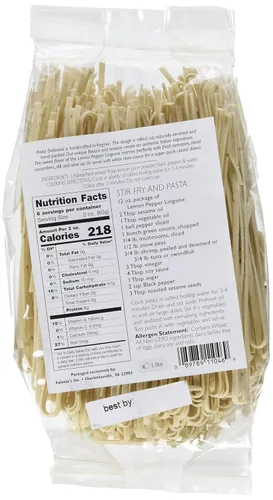 Vista 4 de Pasta Deliziosa! Pasta artesanal, linguine de limón y pimienta, 12 onzas