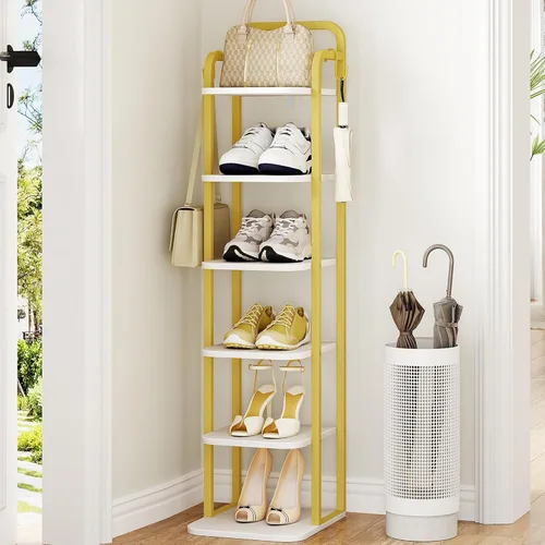 Vista 24 de Hzuaneri - Zapatero vertical, estantes para zapatos, organizador de madera para el armario, entrada, torre de zapatos para espacios pequeños, de pie