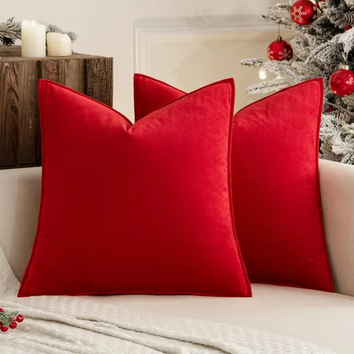 Vista 48 de MIULEE Paquete de 2 fundas de cojín decorativas de terciopelo suave, cuadradas, unicolor, para sofá, dormitorio, automóvil, 16 x 16 pulgadas
