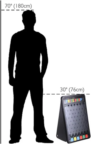 Vista 9 de WinSpin tablero de premios plegable de 30" con soporte en forma de disco, juego de caída de discos personalizable de 6 ranuras con 10 discos