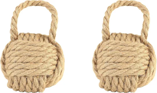Vista 12 de Creative Co-Op tope para puerta decorativo de cuerda náutica con nudo de cuerda, color negro