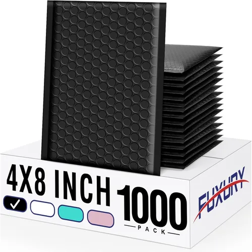 Vista 33 de Fuxury Paquete de 200 sobres acolchados impermeables de burbujas negras de Negro