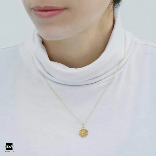 Vista 4 de Amberta Colgante unisex de moneda de oro amarillo de 9 quilates