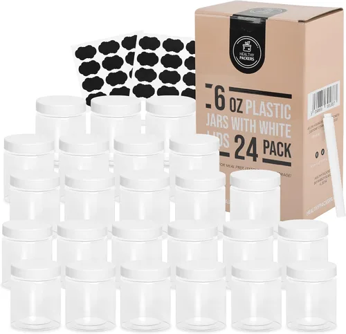 Vista 10 de Healthy Packers® Frascos Pequeños de Plástico con Tapas de 4 oz, Paquete de 12 - Frascos de Plástico Transparentes con Tapas de Rosca para Slime