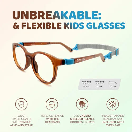 Vista 2 de Tempo Gafas irrompibles para niños - Gafas de moda flexibles para niños - 3011