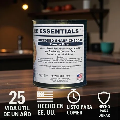 Vista 6 de Future Essentials Queso cheddar afilado liofilizado - Lata #2.5, 1 paquete