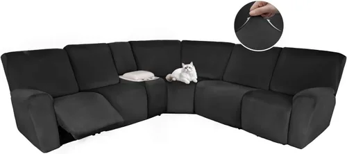 Vista 38 de HDCAXKJ Fundas de sofá seccional reclinable de terciopelo, cubierta de sofá seccional en forma de L, lavable, elástica, suave, para rincón