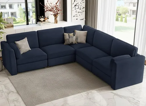 Vista 43 de CUGOAO Sofá biplaza extragrande de 83.5 pulgadas, sofás para sala de estar, sofá nube de felpilla de asiento profundo, sofá modular seccional, funda