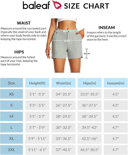 Vista 7 de BALEAF Pantalones cortos de senderismo de golf de 4.5 pulgadas para mujer, elásticos, de secado rápido, con bolsillos con cremallera, pantalones