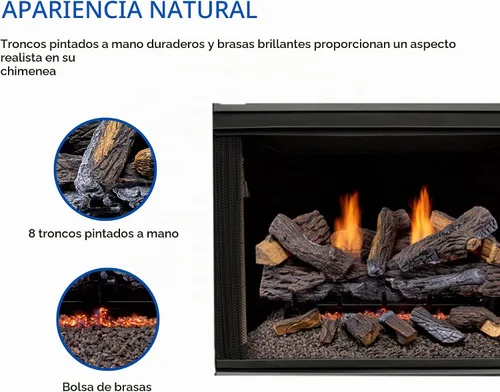 Vista 3 de Duluth Forge Juego de troncos de gas de combustible dual sin ventilación, 30 pulgadas, roble apilado, 33,000 BTU, control remoto, modelo # DLS-30R-2