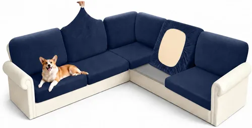 Vista 13 de Arfntevss - Fundas para sofá modular en forma de L de 5 asientos, fundas elásticas ajustadas para cojín de sofá de esquina para perros, protector