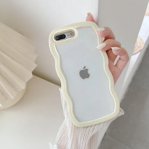 Vista 45 de QLTYPRI Funda compatible con iPhone 7/8/SE, bonita funda transparente con marco ondulado rizado para niñas y mujeres, funda protectora de TPU