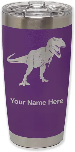 Vista 38 de LaserGram Vaso aislado al vacío de 20 onzas, dinosaurio Tiranosaurio Rex, grabado personalizado incluido (negro)