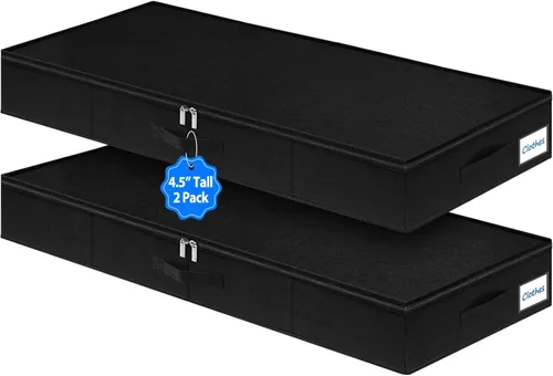 Vista 10 de Bolsas de Almacenamiento Debajo de la Cama con Cremallera, Contenedores de Almacenamiento Debajo de la Cama de 7 Pulgadas de Altura con Lados
