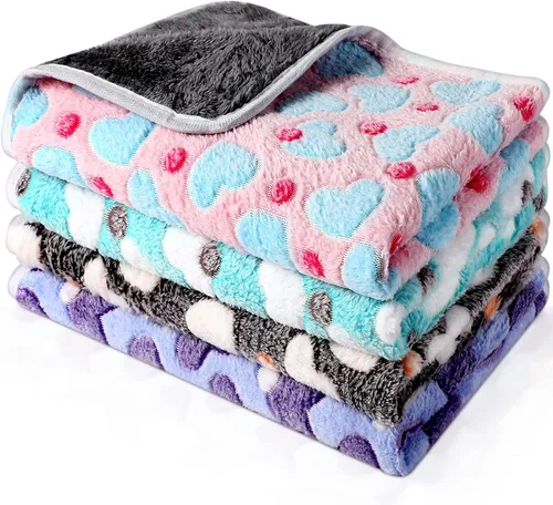 Vista 17 de Reginary - 4 mantas de forro polar de conejillo de indias, adorable pata Revestimientos impermeables y lavables, ropa de cama absorbente de doble